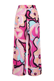 The Marianna Pink Floral Silky Wrap Pants