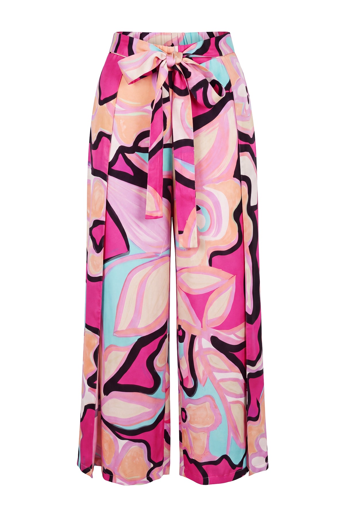 The Marianna Pink Floral Silky Wrap Pants