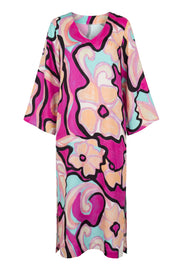 The Rose Silky Pink Floral Hybrid Kaftan Dress