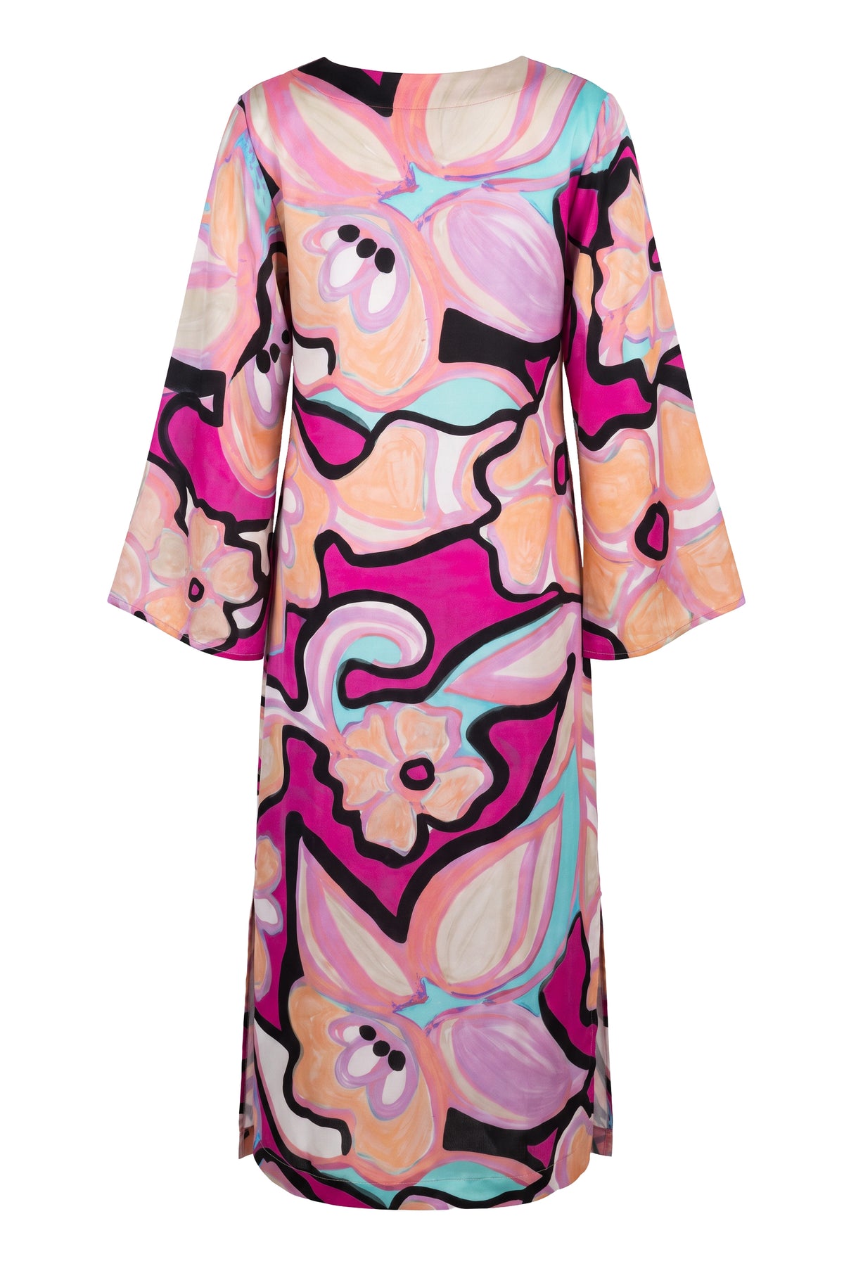 The Rose Silky Pink Floral Hybrid Kaftan Dress