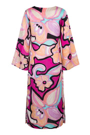 The Rose Silky Pink Floral Hybrid Kaftan Dress