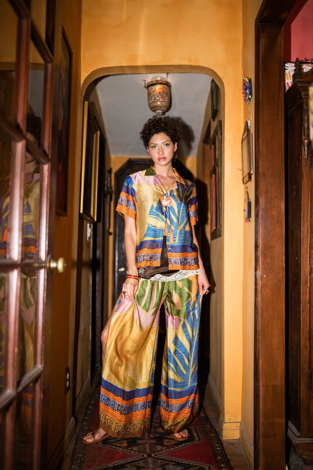 The Zoe Silky Palm Abstract Print Camp Shirt
