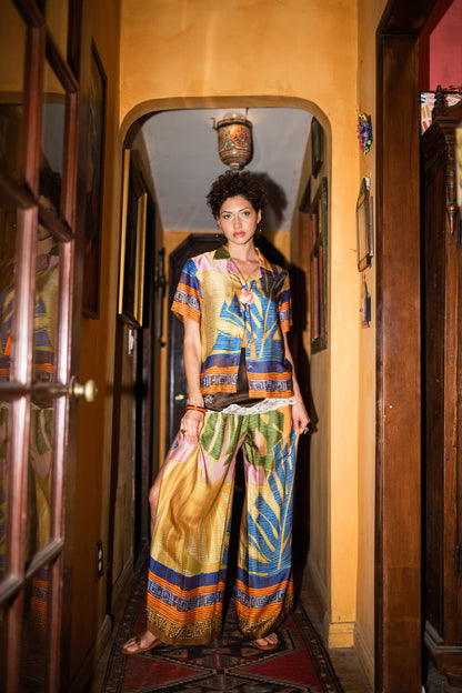 The Zoe Silky Palm Abstract Print Camp Shirt