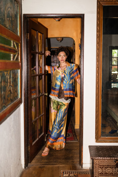 The Zoe Silky Palm Abstract Print Camp Shirt