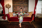Jen Two Green Mod Floral Classic Kaftan Dress