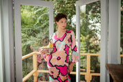 The Rose Silky Pink Floral Hybrid Kaftan Dress